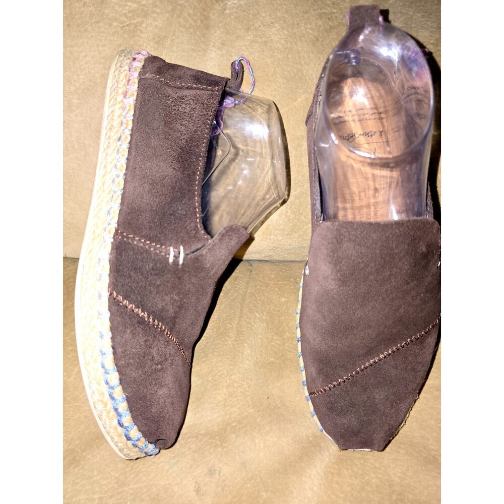 Toms Deconstructed Alpargata Ganache Suede Tassel Brown Loafer Slip on W 7 US